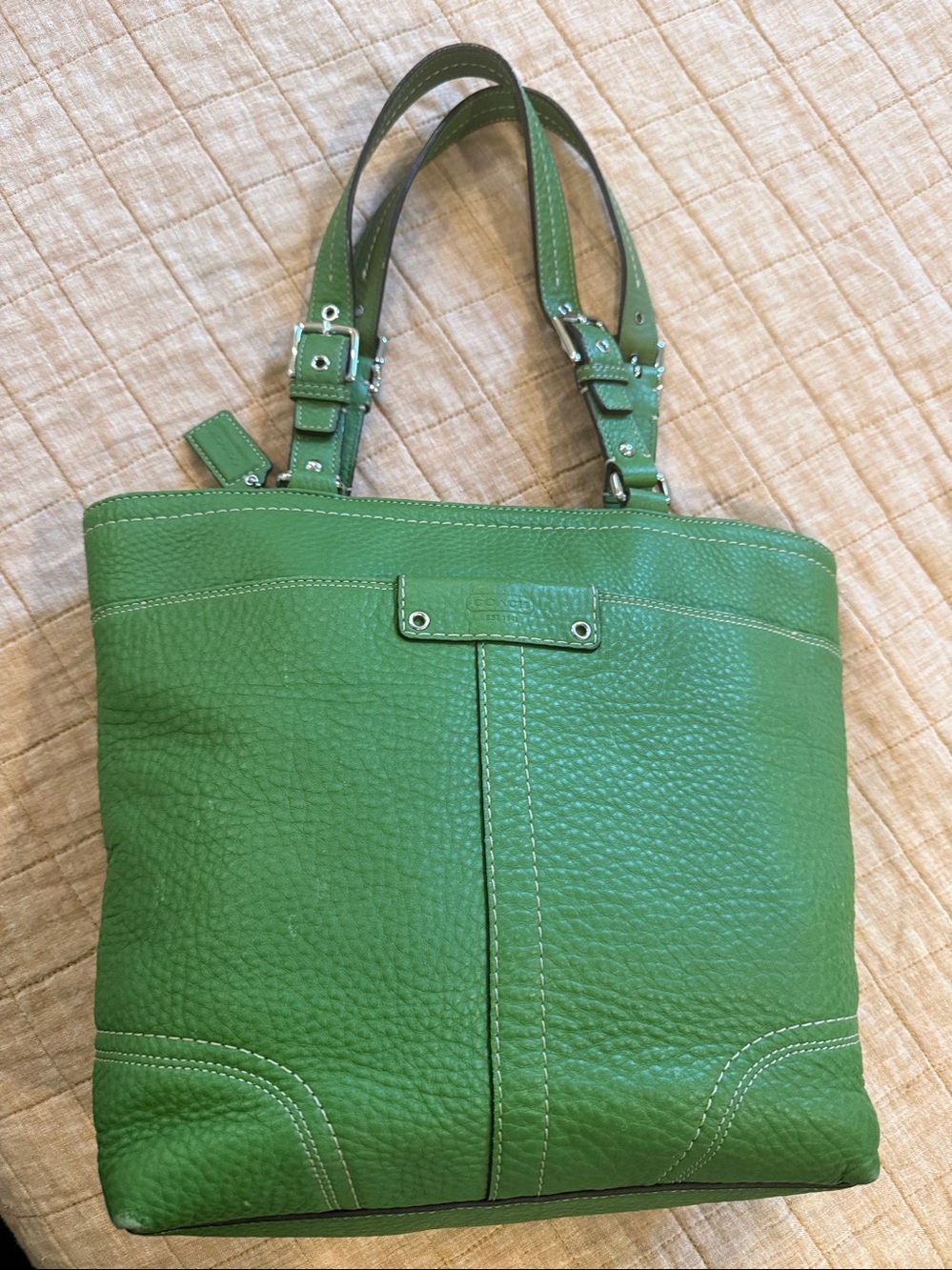 Coach Hamilton Y2K Vintage Green leather tote